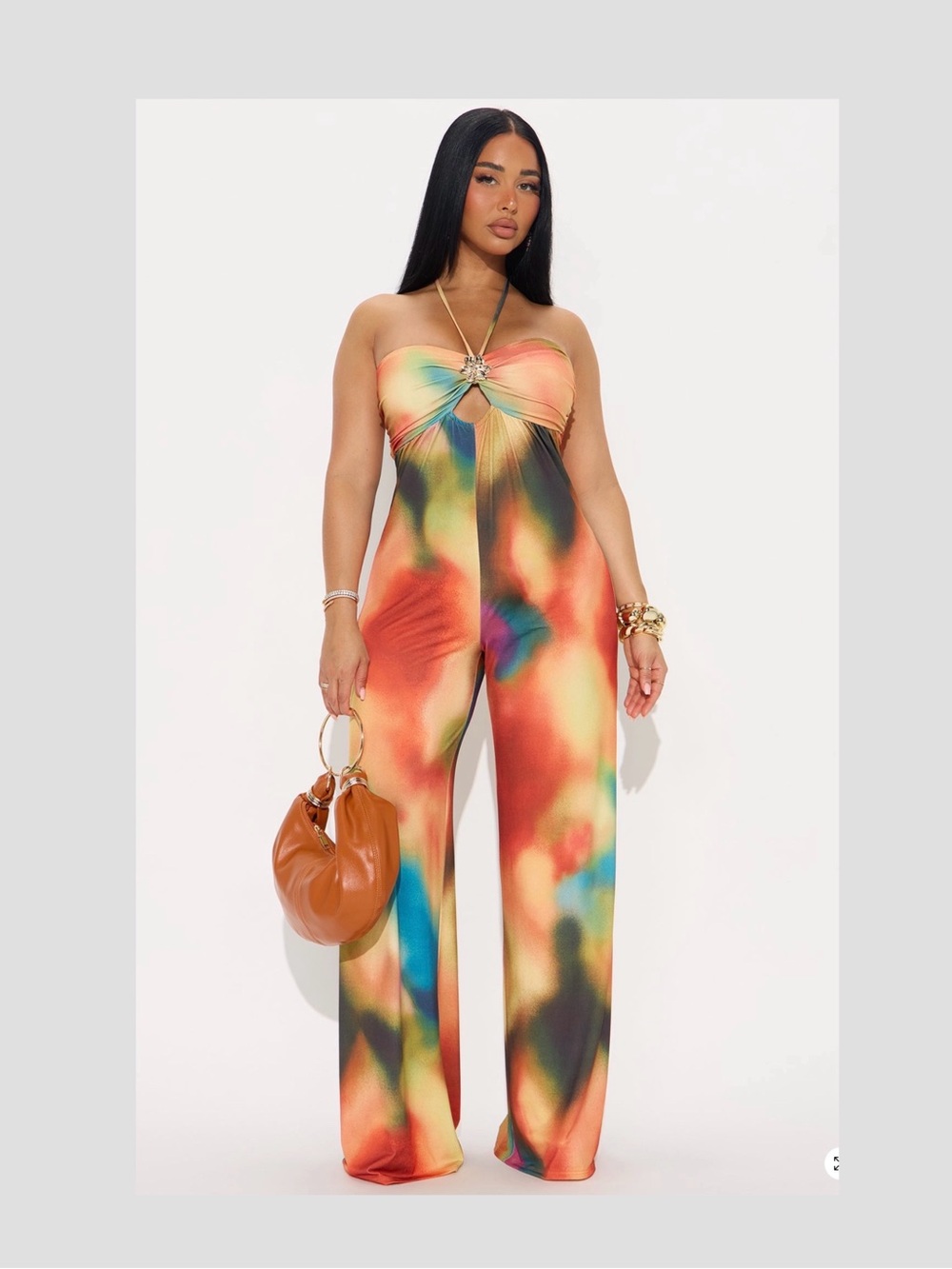 Fashion Nova Multicolor Tie-Dye Strapless Jumpsuit